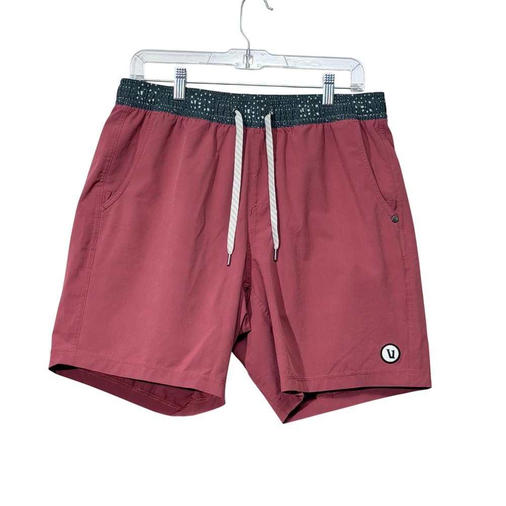 Vuori Banks Shorts Mens Medium Salmon Red Speckled Waistband Activewear 1865